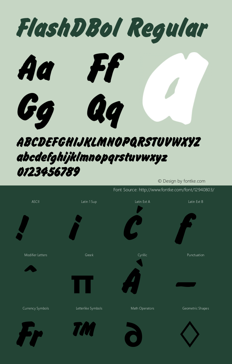 FlashDBol Regular Version 001.005 Font Sample