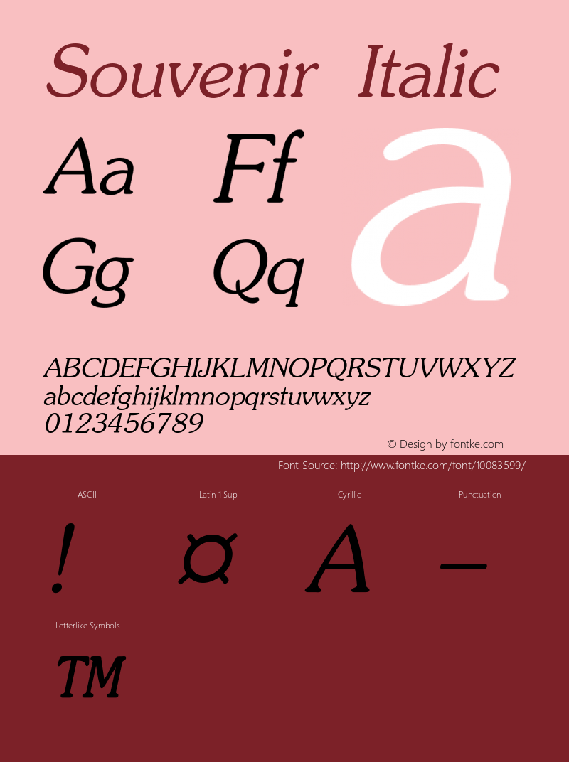 Souvenir Italic 001.000 Font Sample