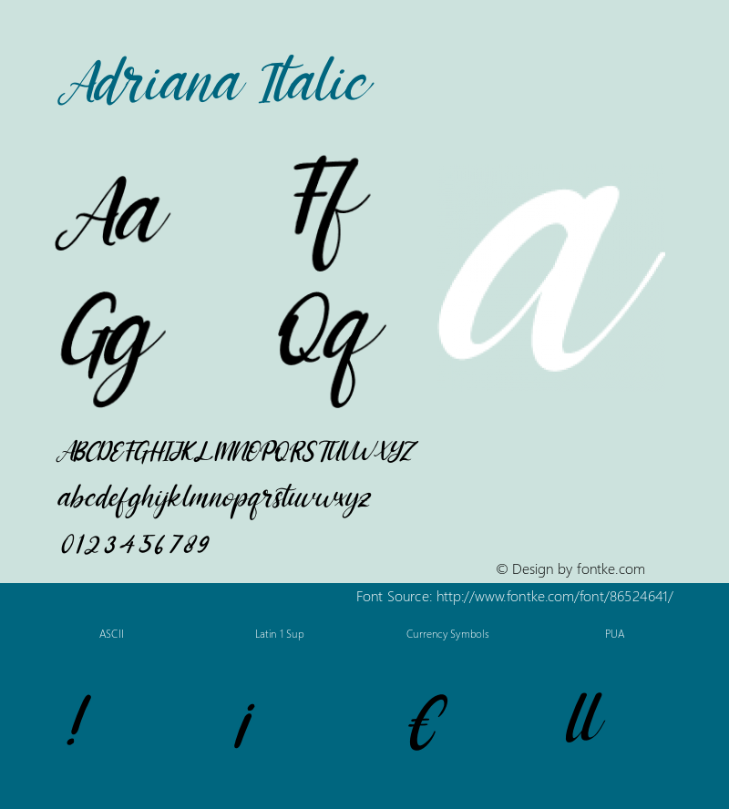 Adriana Italic Version 1.00;October 13, 2020;FontCreator 12.0.0.2563 64-bit Font Sample