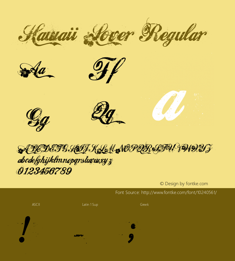 Hawaii Lover Regular Version 1.00 April 11, 2009, initial release Font Sample