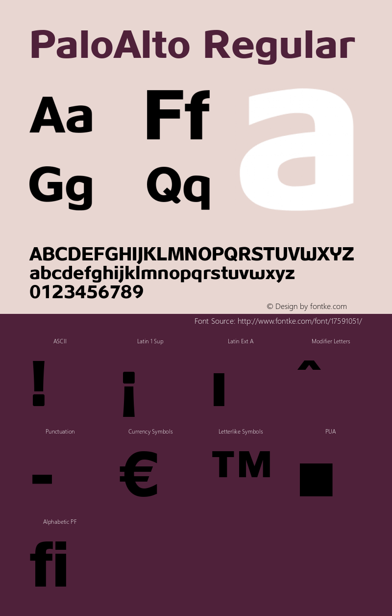 PaloAlto Regular Version 006.000 Font Sample