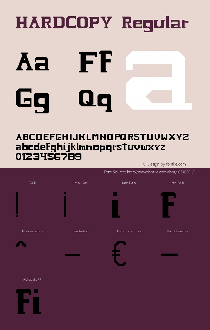 HARDCOPY Regular Version 1.000 Font Sample