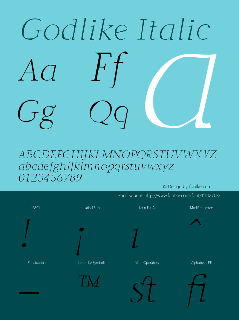 Godlike Italic Version 001.000 Font Sample