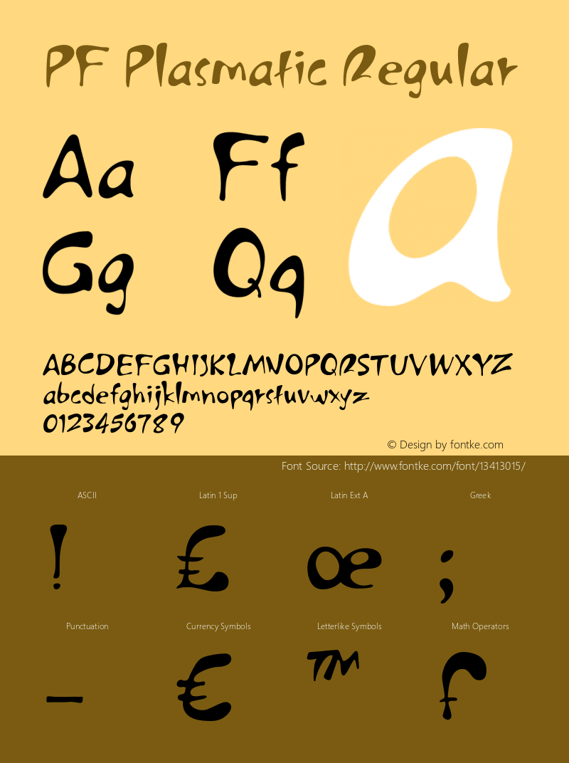 PF Plasmatic Regular OTF 1.000;PS 001.001;Core 1.0.34 Font Sample