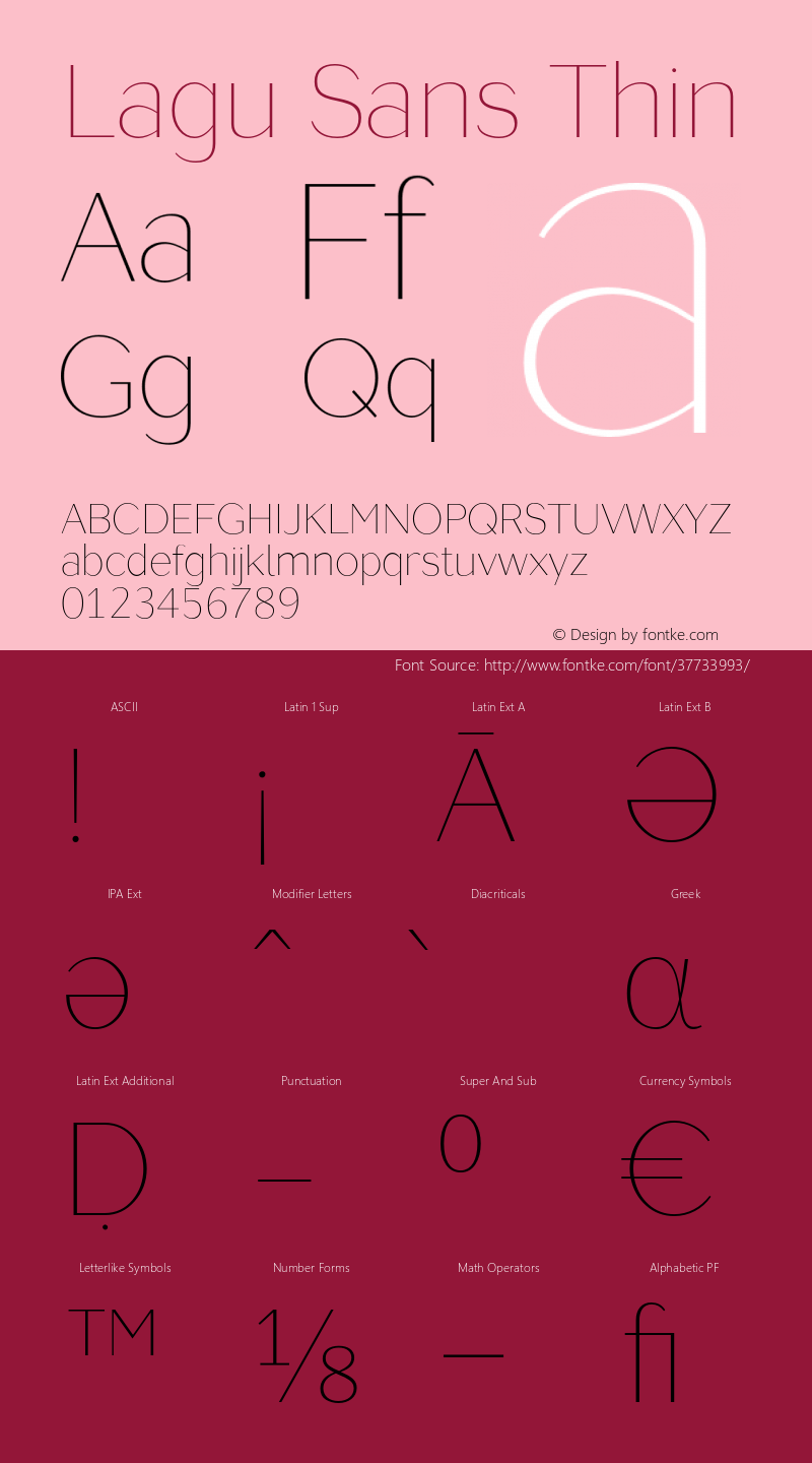 LaguSans-Thin Version 1.000;PS 001.000;hotconv 1.0.88;makeotf.lib2.5.64775 Font Sample