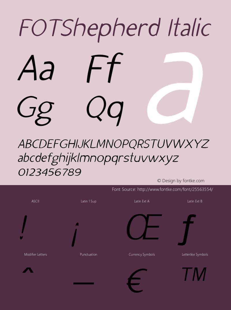 FOTShepherd-Italic Version 1.000 Font Sample