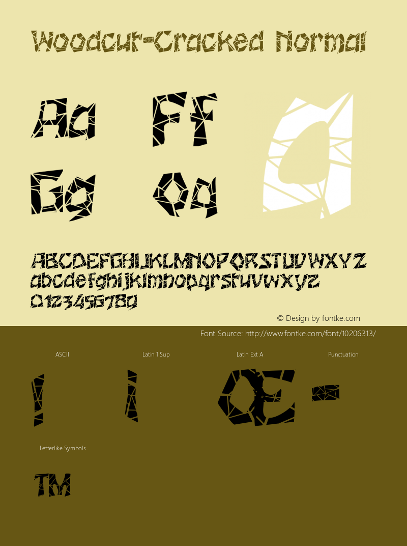 Woodcut-Cracked Normal Macromedia Fontographer 4.1 9/20/96 Font Sample