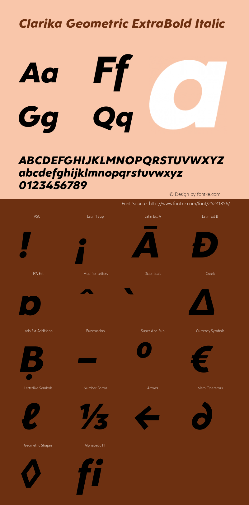 Clarika Geometric ExtraBold Italic Version 1.000;PS 001.000;hotconv 1.0.88;makeotf.lib2.5.64775 Font Sample
