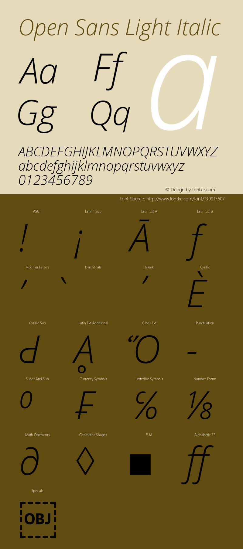 Open Sans Light Italic Version 1.10 Font Sample