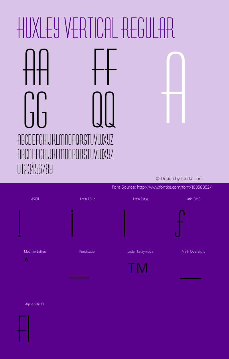 Huxley Vertical Regular Version 003.001 Font Sample