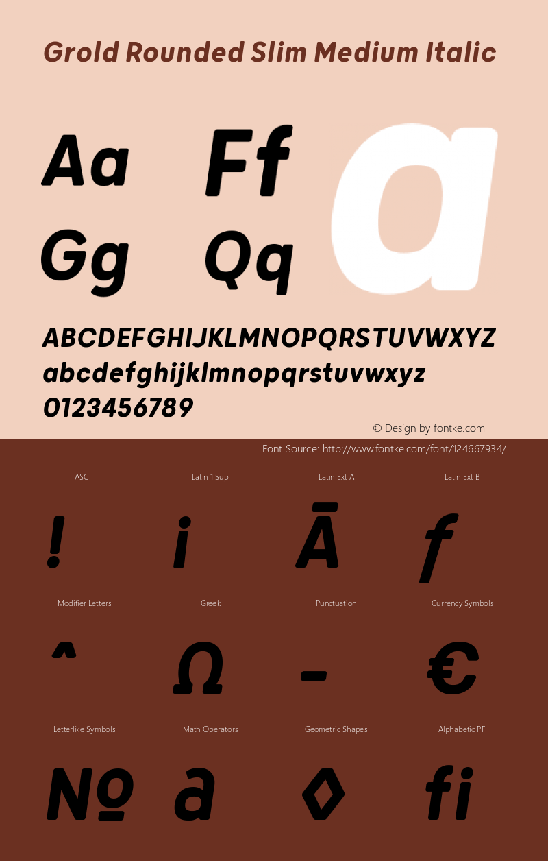 Grold Rounded Slim Medium Italic 1.000 Font Sample