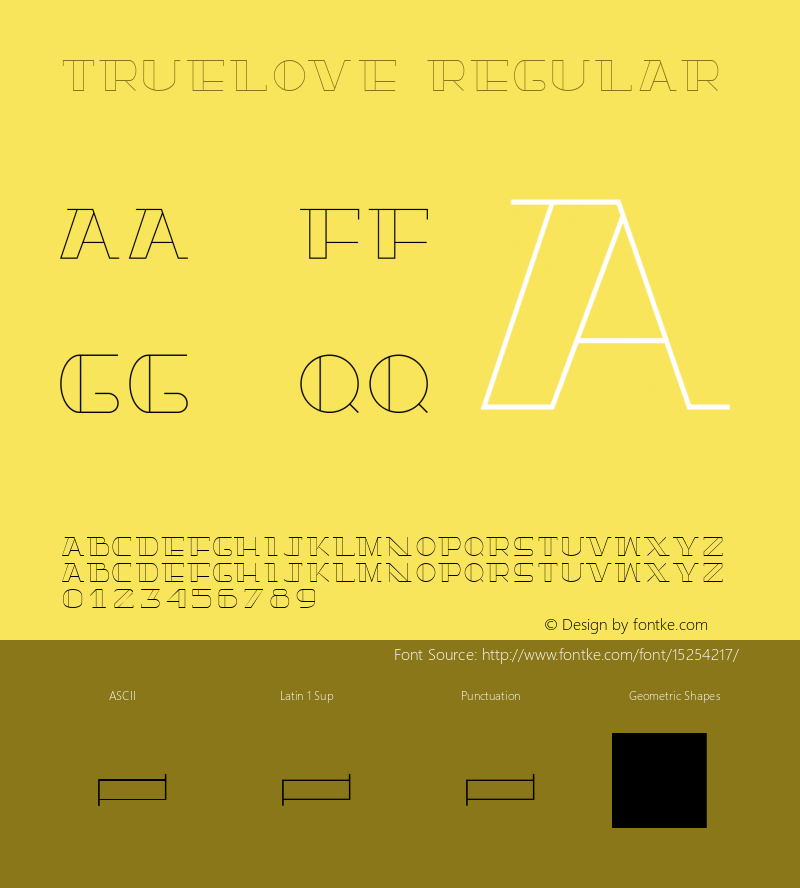 TrueLove Regular Version 1.000 Font Sample