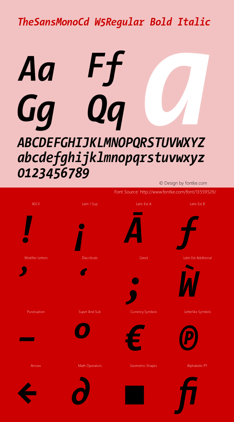 TheSansMonoCd W5Regular Bold Italic Version 3.009 Font Sample