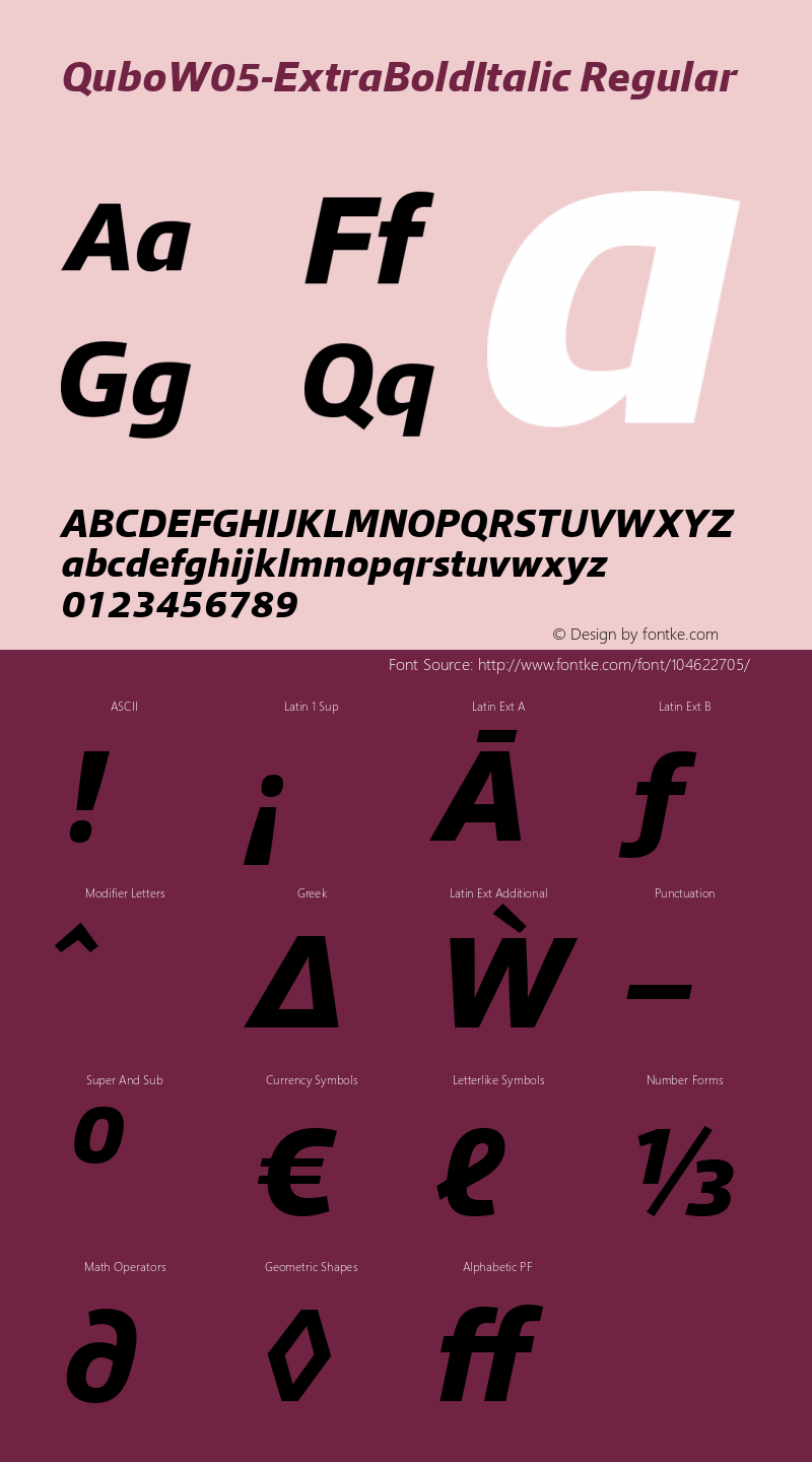 Qubo W05 ExtraBold Italic Version 1.00 Font Sample