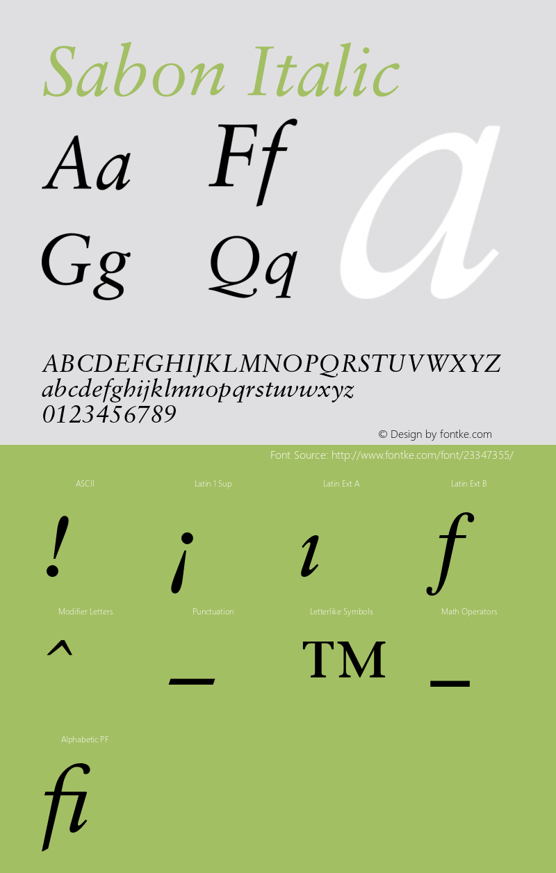 Sabon-Italic 001.001 Font Sample