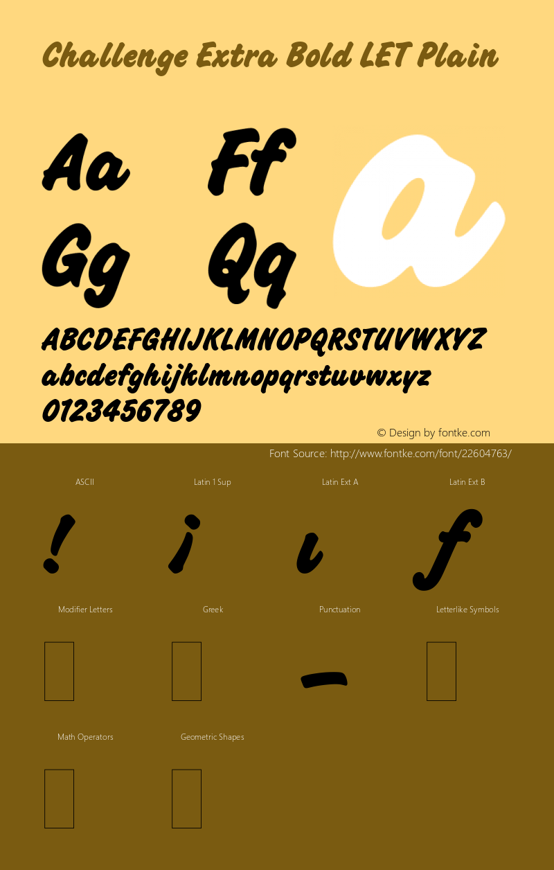 Challenge Extra Bold LET Plain:1.0 1.0 Font Sample