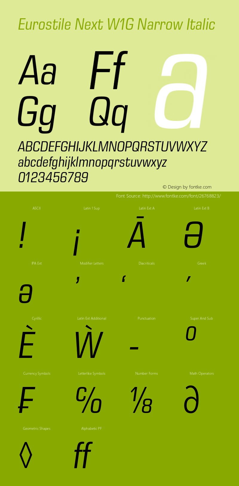 Eurostile Next W1G Nr It Version 1.00 Font Sample