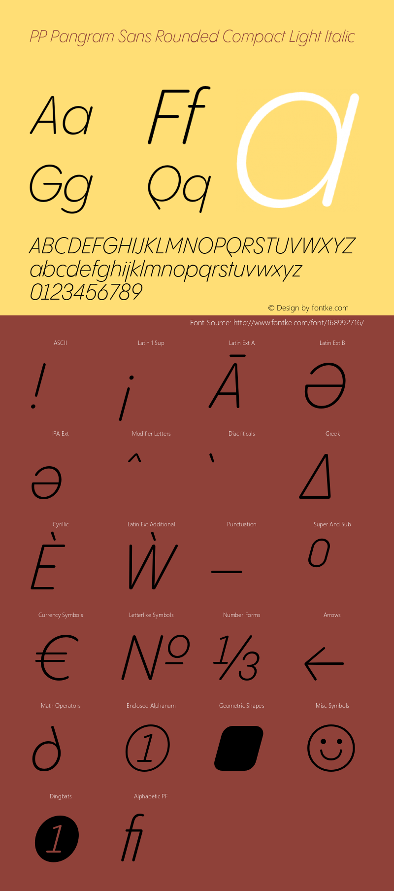 PP Pangram Sans Rounded Compact Light Italic Version 1.100 | FøM fixed图片样张