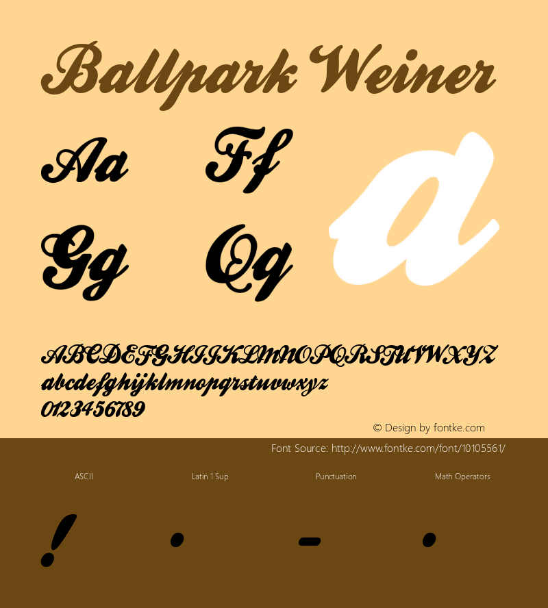 Ballpark Weiner Macromedia Fontographer 4.1 10/6/00 Font Sample