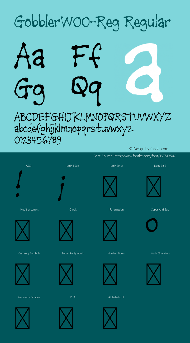 GobblerW00-Reg Regular Version 1.00 Font Sample