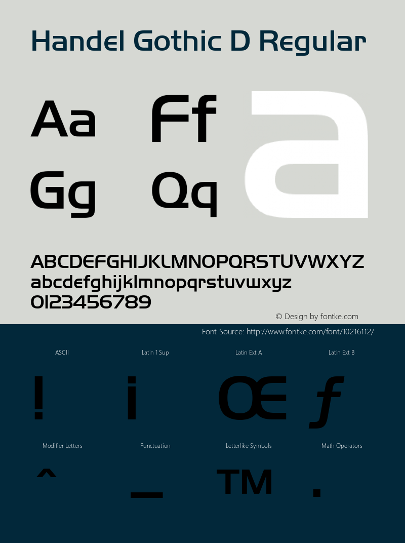 Handel Gothic D Regular Version 1.05 Font Sample