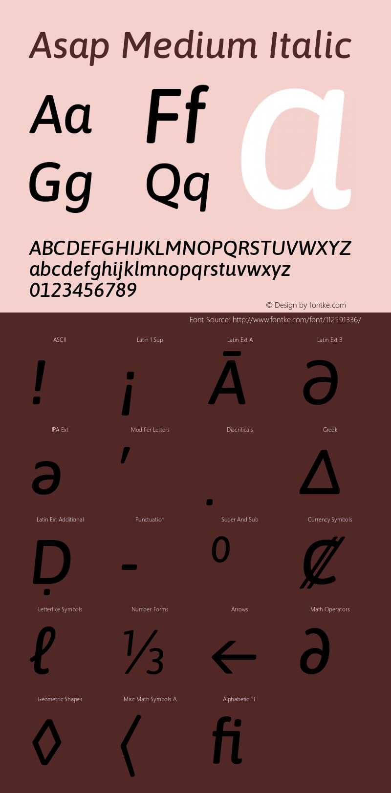 Asap Medium Italic Version 3.001; ttfautohint (v1.8.3) Font Sample