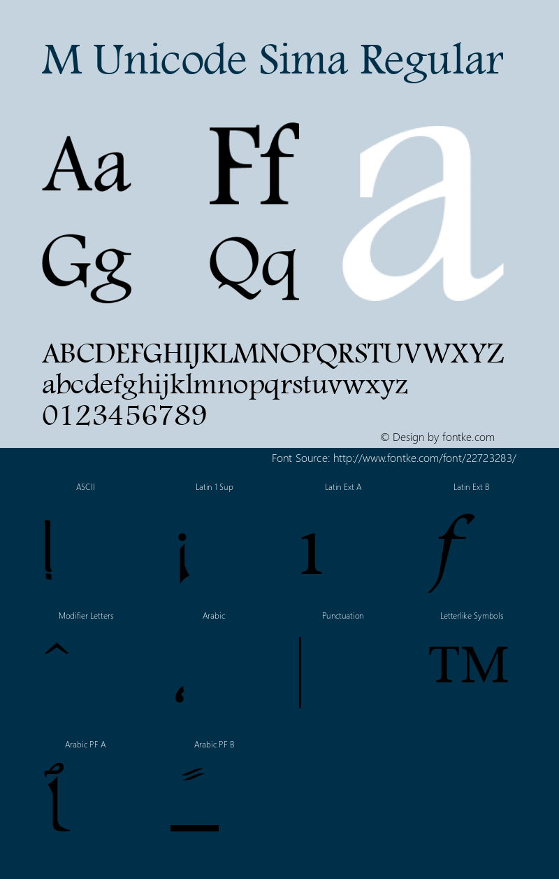 M Unicode Sima 1.0 - 1422 Font Sample