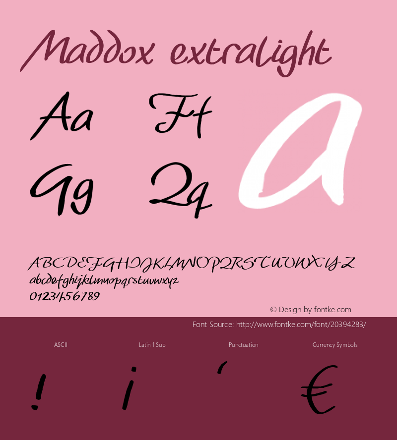 Maddox ExtraLight Version 001.000 Font Sample