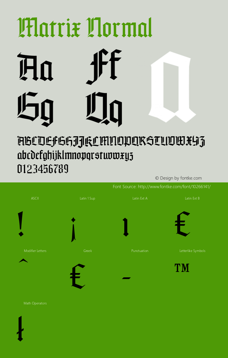 Matrix Normal Macromedia Fontographer 4.1.5 11/29/00 Font Sample