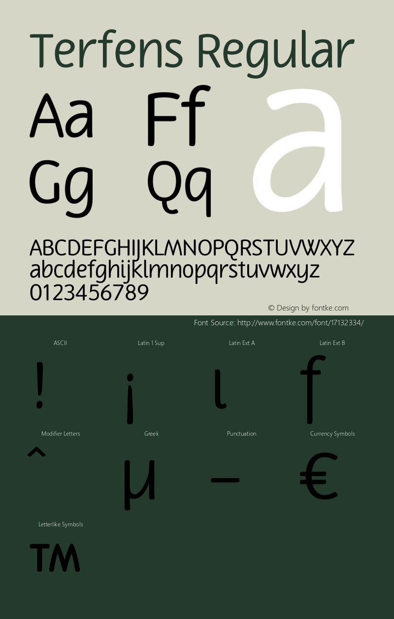 Terfens Regular Version 1.00 Font Sample