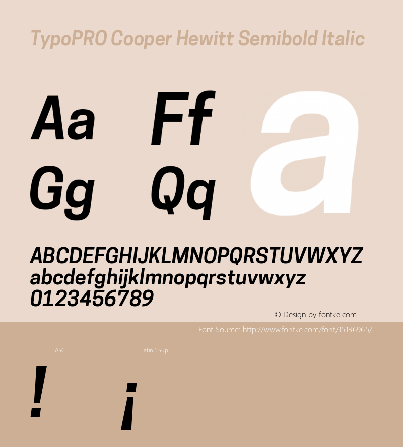 TypoPRO Cooper Hewitt Semibold Italic 1.000 Font Sample