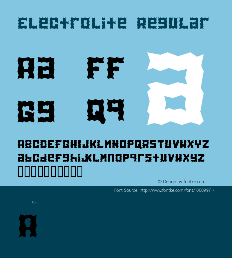 Electrolite Regular Macromedia Fontographer 4.1 1997-02-28 Font Sample