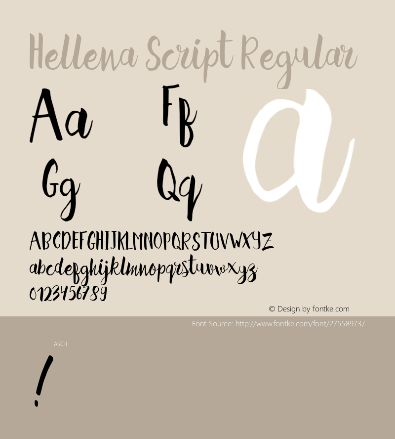 Hellena Script Version 1.000 Font Sample