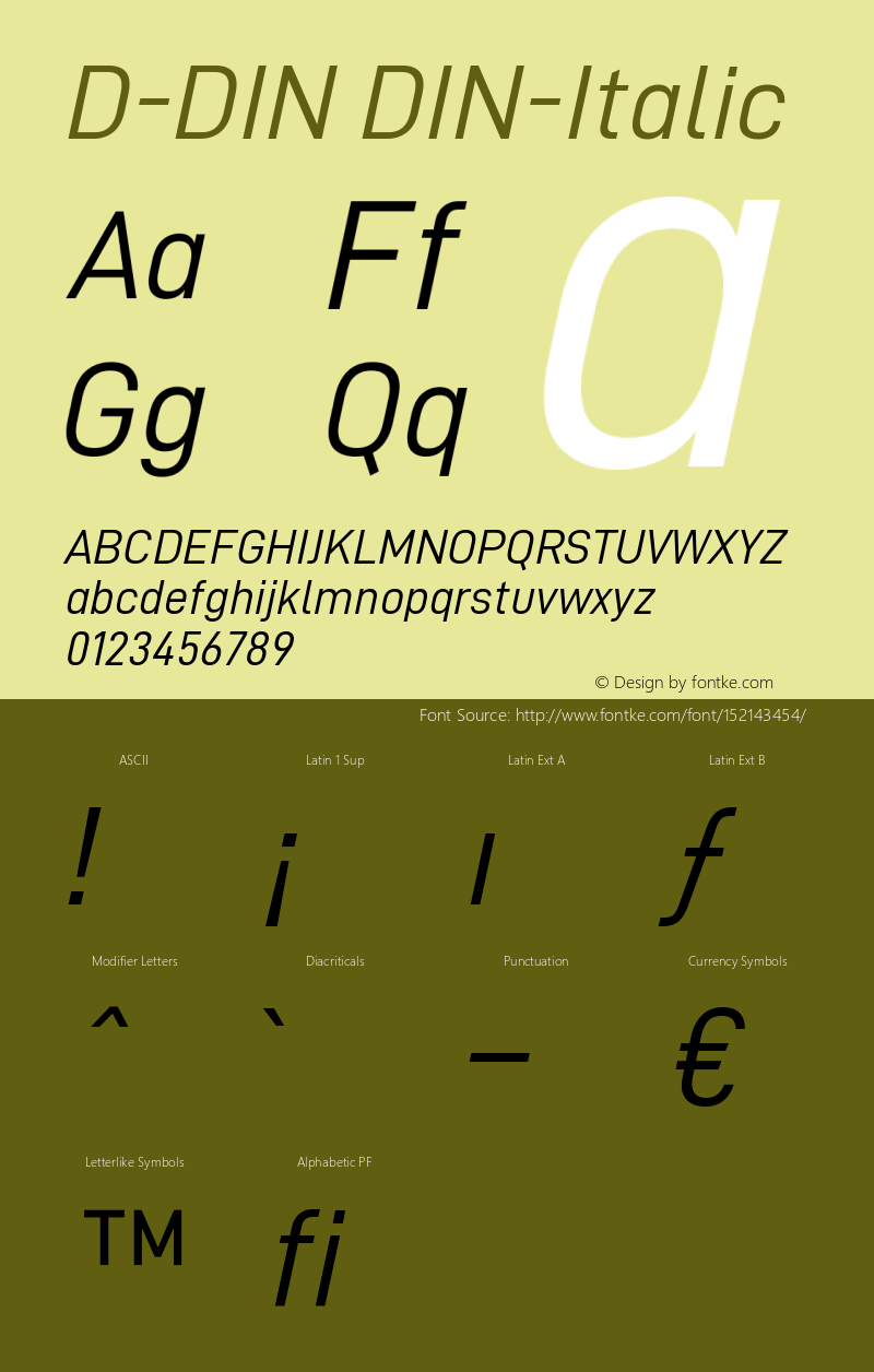 D-DIN Italic Version 1.00 Font Sample