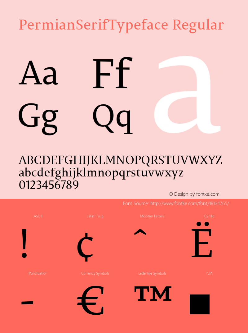 PermianSerifTypeface Regular Version 1.000 Font Sample