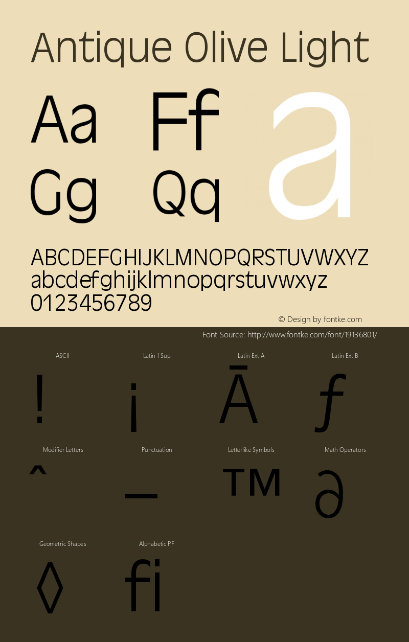 Antique Olive CE Light Version 001.000 Font Sample