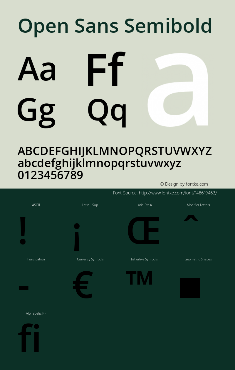 Open Sans Semibold Regular Version 1.10 Font Sample