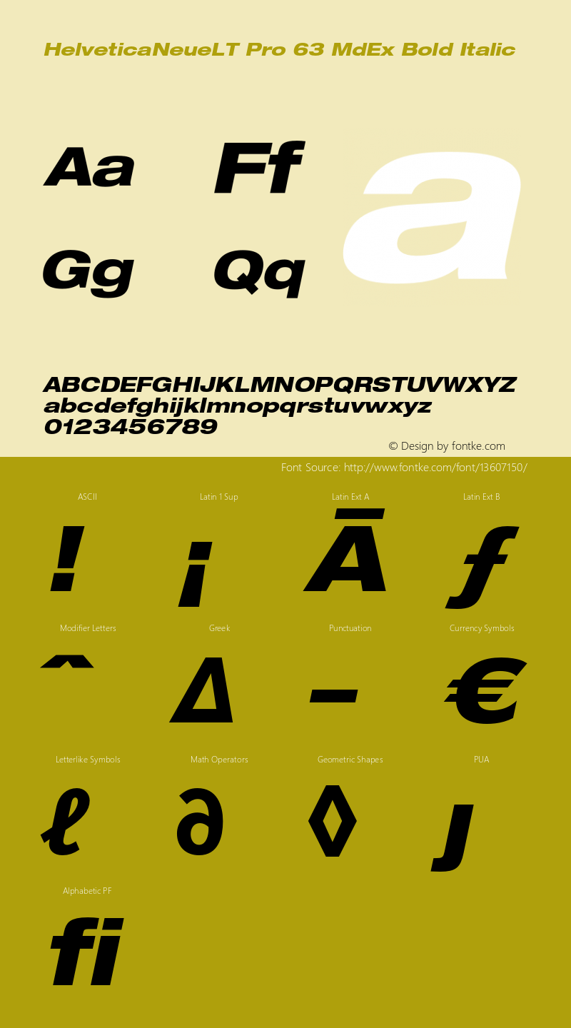 HelveticaNeueLT Pro 63 MdEx Bold Italic Version 1.500;PS 001.005;hotconv 1.0.38 Font Sample