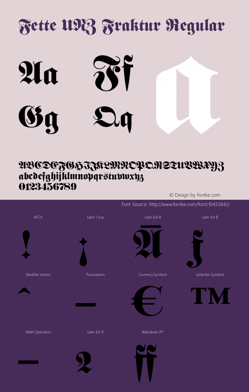 Fette UNZ Fraktur Regular Version 0.000 2012 initial release Font Sample