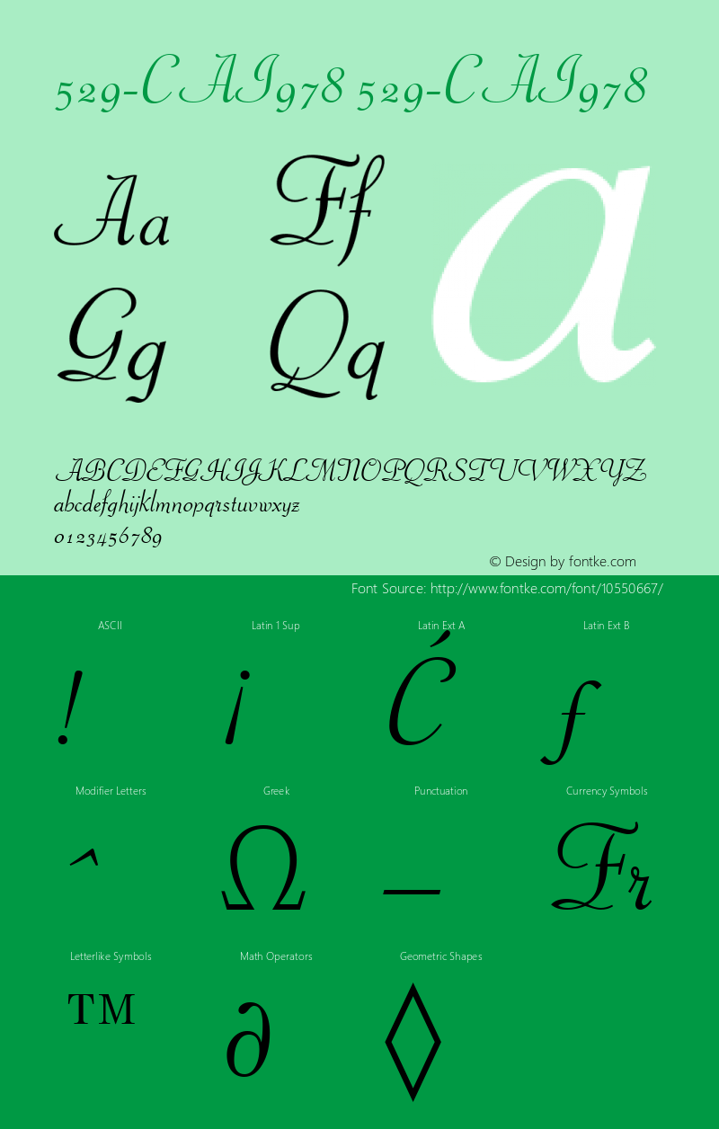 529-CAI978 529-CAI978 Version 3.0 Font Sample