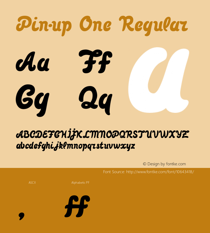 Pin-up One Regular Version 1.00 January 25, 2015, initial release Font Sample