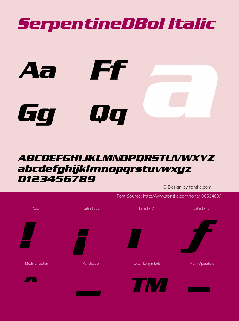 SerpentineDBol Italic Version 001.005 Font Sample