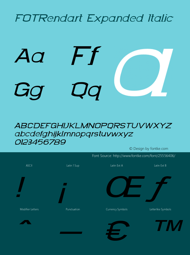 FOTRendart-ExpandedItalic Version 1.000 Font Sample