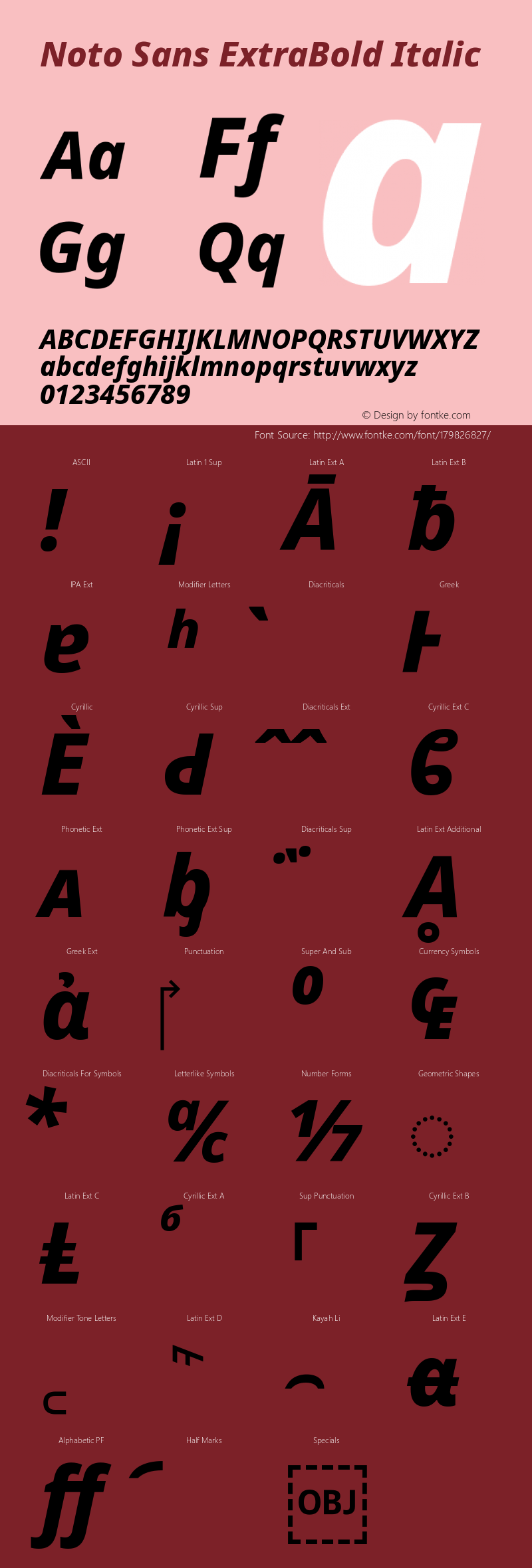 Noto Sans ExtraBold Italic Version 2.005图片样张