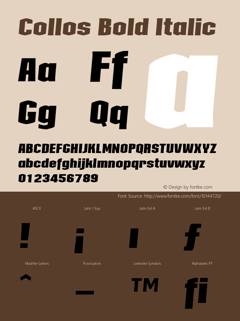 Collos Bold Italic Version 1.000;PS 001.000;hotconv 1.0.38 Font Sample