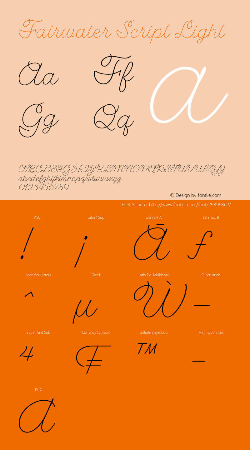 Fairwater Script Light Version 1.0 Font Sample