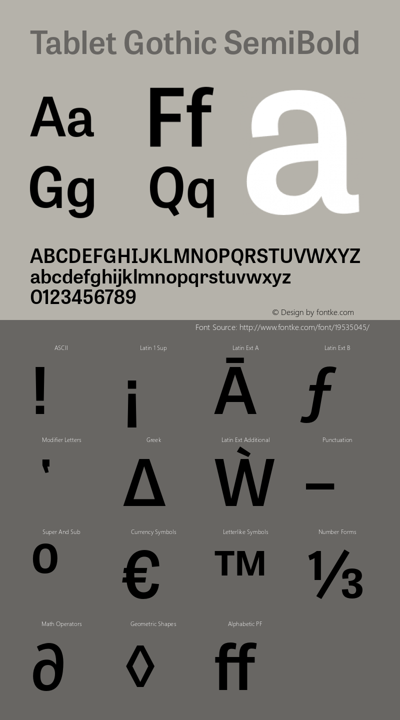 TabletGothic-SemiBold  Font Sample