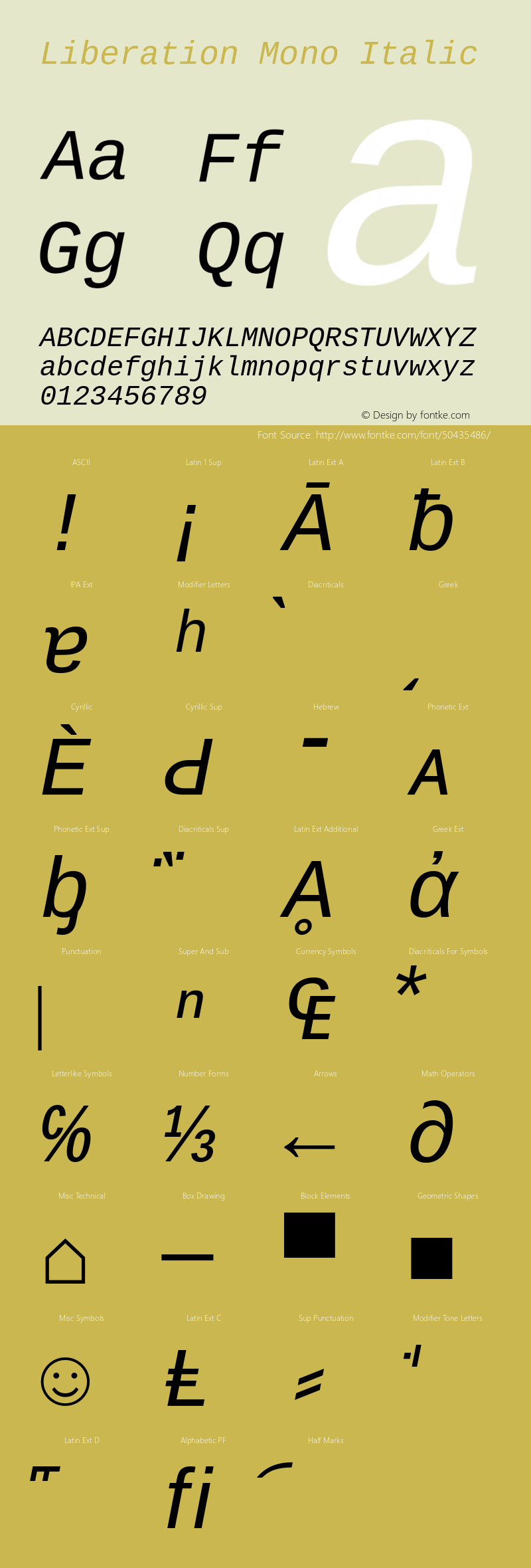 Liberation Mono Italic Version 2.00.3 Font Sample