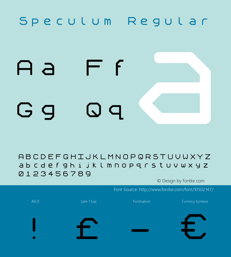 Speculum Regular Version 1.00 10/10/1999 Font Sample