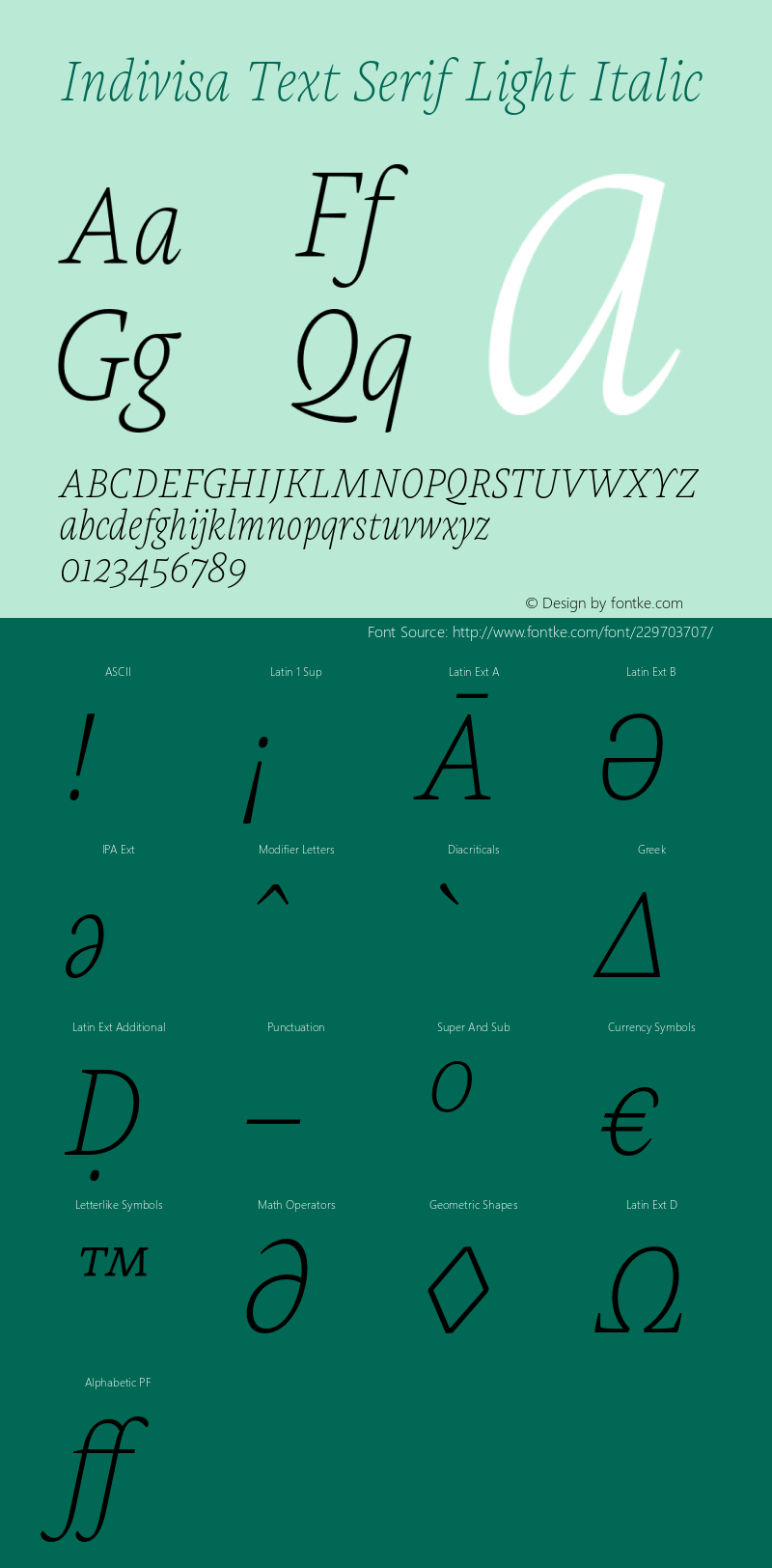 Indivisa Text Serif Light Italic Version 0.005;PS 0.5;hotconv 1.0.88;makeotf.lib2.5.647800图片样张